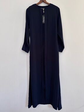 Istanbul Styles Navy Blue Lace Appliqué Rhinestone Abaya XL